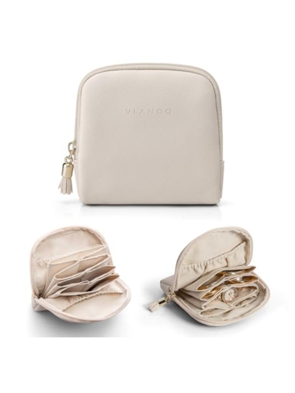 Travel Jewelry Case Velvet Pouch Zipper Organizer